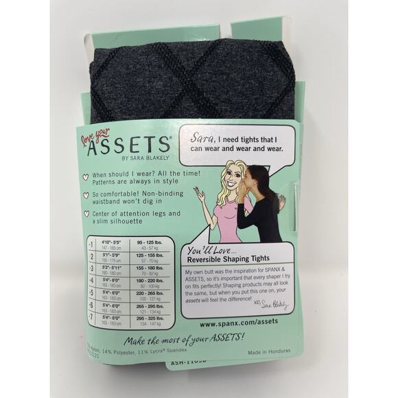 Love Your Assets Spanx Tights Flipside Dimond Reversible Shaping Black Size 2 - Picture 3 of 4